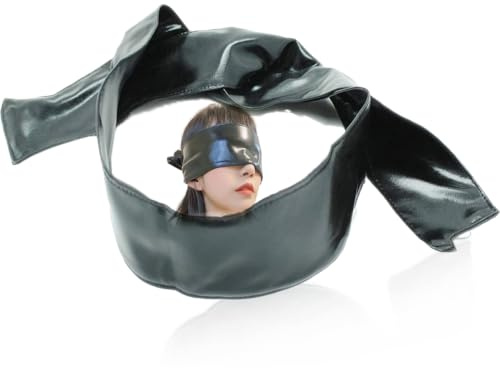 OnundOn Satin Augenbinde für Frau, Schwarz, Wetlook-Gewebe