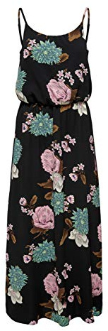 ONLY Damen Onlwinner Sl Maxi Dress Noos Wvn Kleid, Schwarz/Blumen ,34