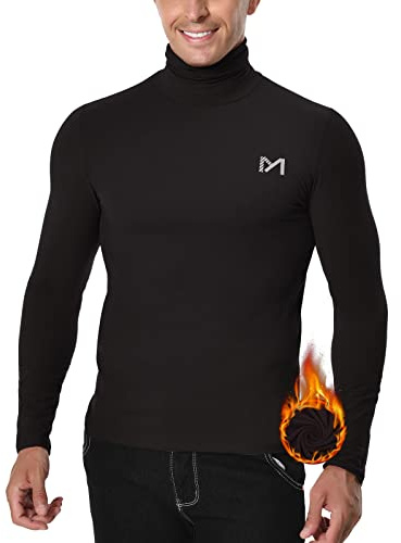 MEETYOO Men’s Base Layer Shirt Breathable Functional Top Long Sleeve T-Shirt Sports Gear Fitness for Running Gym Workout Black