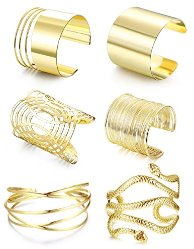 ORAZIO 6 Piezas Brazo Brazalete Brazalete para Mujeres Plata Oro Ajustable Conjunto Brazo Minimalista BodaJoyería
