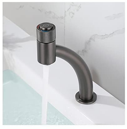 SHUGUANG Brass Bathroom Faucet Single Hole Bathroom Sink Faucet Vanity Faucet Hot and Cold Adjustable, Countertop Installation, for Kitchens, Washstand and Motorhomes,Gunmetal Grey