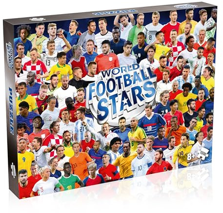 Winning Moves World Football Stars 1000 Piece Jigsaw Puzzle Game, Piece together football players including Harry Kane, Pele, Maradona, Lucy Bronze and Carli Lloyd, For players aged 4 plus