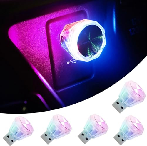 5 PCS USB Atmosphere Light,Lampe LED stroboscopique USB,Mini Ampoule LED à Brancher,Lumière d'ambiance Portable RVB,Lampe décorative pour la Voiture,la Maison,la fête
