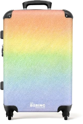 NoBoringSuitcases© Reisekoffer mit Rollen Koffer groß Kinderkoffer | 67x43x25 cm - Hartschalenkoffer Großß - Regenbogen - Farben - Kindergepäck Suitecase Koffer mittelgroß