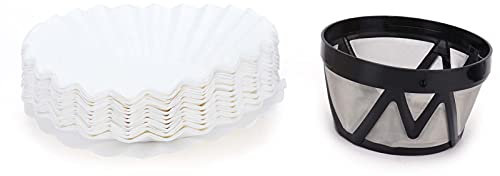 Panier Filtre à Café Avec 100 Papiers Filtres, Filtre à Café Réutilisable, Remplacement du Filtre à Café, Compatible Avec Mr Coffee CGX20 Morphy Richards 162010