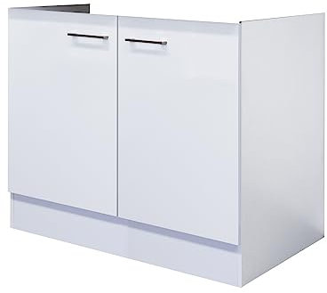 Flex-Well Smart Möbel Spülenunterschrank ohne Arbeitsplatte - 100 cm breit - Weiß Nawa