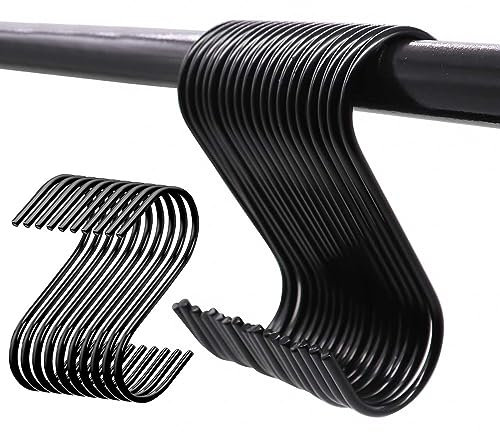 Taiyyi Lot de 20 crochets en S en métal pour suspendre casseroles et poêles, plantes, tasses à café, vêtements, serviettes dans la cuisine, la chambre à coucher, la salle de bain, (L, noir)