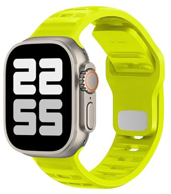 ELETTRONEO UC1 Correa Deportiva para Apple Watch Ultra 3 2 49mm, Series 11 10 46mm, 9 8 7 45mm 41mm, SE 6 5 4 44mm 40mm, 3 2 1 42mm 38mm Pulsera Strap, Amarillo Fluorescente