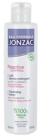 Eau Thermale Jonzac | Réactive Control | Lait dermo-nettoyant démaquillant | Sans parfum | Apaise les peaux sensibles | Haute tolérance | 100% d’origine naturelle | 200 ml