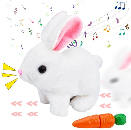 Interaktives Kaninchen Spielzeug, Ostergeschenke Kinder Bunny Mein Realistisches Kaninchen, Hüpfendes Hasen Plüschhase Elektronische Haustiere, Osterkörbchenfüller Geburtstagsgeschenk