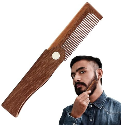 Herren-Bartkamm – Taschen-Bartkamm, leichtes Design, Bartkamm, langlebiges Bürsten, faltbares Bartpflegewerkzeug, platzsparender Herren-Haar-Bart-Schnurrbart-Kamm für alle Haartypen