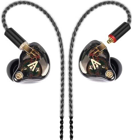 Vibes 202 Wired Earbuds - HiFi in Ear Monitor Headphones – Professional Noise Isolating Ear Buds - Clear Sound, Deep Bass & Comfort-Fit IEM Earphones - MMCX to 3.5mm, Silver Plated Cord, Carrying Case