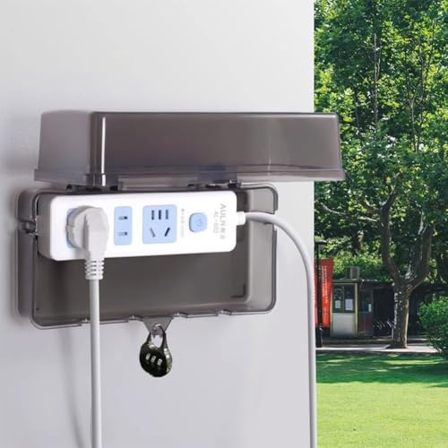 HEBEOT Outdoor/Indoor Electrical Junction Box, Heavy Duty Electrical Box, Outlet Covers, Large Lockable Design, Rainproof Material(Black)