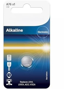 Batería de 1,5V LR44/LR1154, ideal para dispositivos electrónicos, relojes, juguetes y controles remotos.
