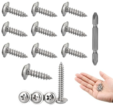 120 Stück Blechschrauben, Edelstahl Flachkopf mit Scheibe Torx Schrauben, Selbstschneidende Kreuzkopf Schrauben, Selbstbohrende Schrauben, M4x10x8