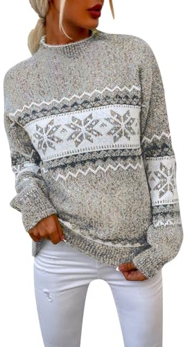 Damen Pullover Rollkragen, Einfarbig Rollkragenpullover Langarm Lose Elastisch Strickpullover Casual Warm Vintage Grobstrick-Pullover Damen Sweater Lässig Outwear Warm Oversized Strickpullover