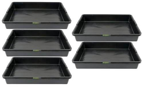 GREEN24 5 Stück Multipack Profi Gewächshaus-Wanne XL565 wasserdicht für Pflanzen, Gewächshäuser und Garten, 56,5 x 41,5 x 8,5 cm, schwarz, für Innen und Außen