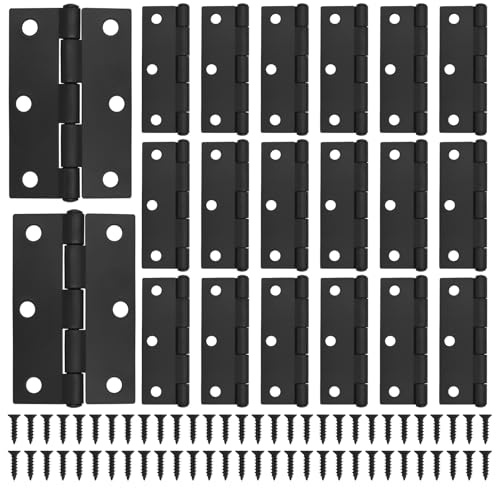 JJWNMLL Black Door Hinges 20 pcs - 75mm (3 Inch) Cupboard Door Hinges with 120 pcs Black Screws Door Hinge Internal for Home Furniture Wooden Door Hinge