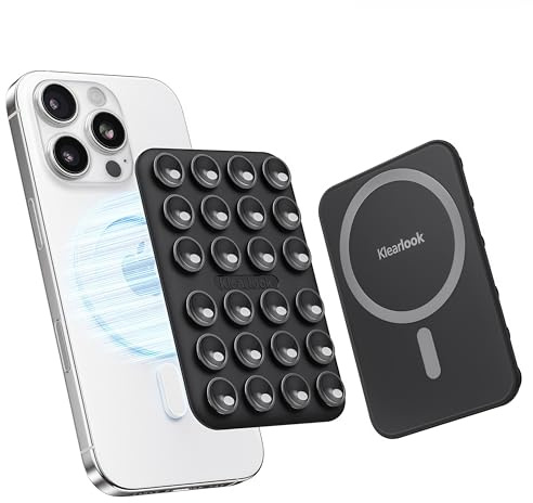 Magnet Handy Saugnapf Halterung Kompatibel mit MagSafe, Freihändig Sticky Magnetische Saugnapf Handyhülle für Selfies & Videos, Saugnäpfe Handyhalter für Alle Handy Modelle, Schwarz | Abnehmbare klebrige Handy-Halterung für freihändiges Make-up, Selfie, Vlog für TikTok & Instagram Influencer/Creator