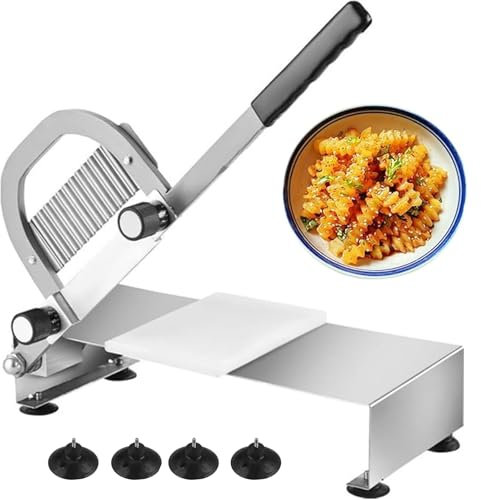 Affettatrice per patate con dente di lupo commerciale in acciaio inossidabile, affettatrice per patatine fritte per tagli ondulati di patatine fritte, utensile da taglio per verdure multifunzionale