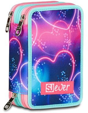 SJ GANG STYLE JAM GANG Astuccio Scuola 3 Zip Sj Ever, Viola, Portapenne Triplo Scomparto Completo Di Penne, Matite, Colori, Accessori Zaino, Scuola Elementare, Bambina
