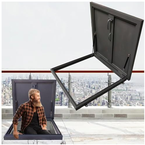 Trampilla de Suelo Personalizado Trampilla De Ventilación/Acceso/Salida De Tejado Para Suelos/Techo, Sellado A Prueba De Intemperie Ático Sótano Cubierta De Puerta Con Cerradura(60x60CM(23.6x23.6))