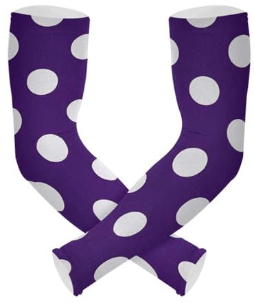 WDdZzyy 1 paio di manicotti rinfrescanti per braccia da bambino, con motivo a pois, colore viola, protezione dai raggi UV, per adulti, pallavolo, basket, ciclismo, Cartone animato a pois viola, Taglia