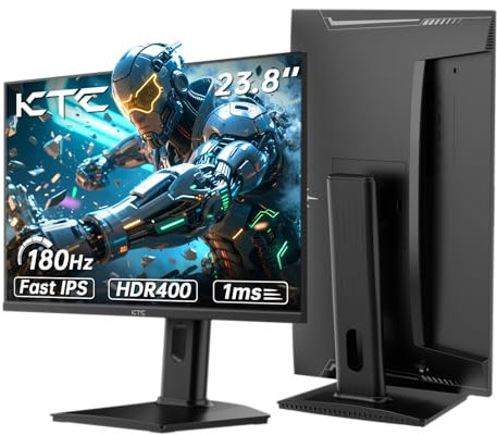 KTC 24 inch 1440p Gaming Monitor, QHD 180Hz Monitor with 185Hz Overlocked, 1ms, Fast IPS, Adaptive Sync, HDR400, Height Adjustable, Low Blue Light, Flicker-Free, 2 x HDMI, 1 x DP H24T7