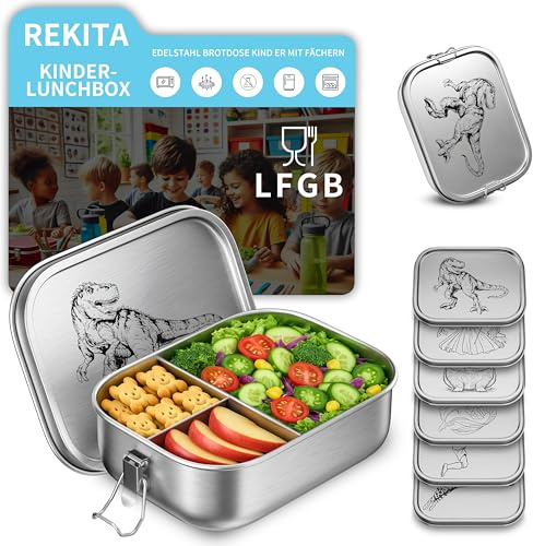 Scatola per il pranzo per bambini in acciaio inox con scomparti, bento box da 850ML, scatola per il pranzo, scatola per il pranzo personalizzata, scatola per la merenda per la scuola, le gite, l'asilo
