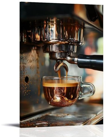 XMHYHMY Kaffee-Poster, glänzend, Kupfer, Espressomaschine, Wandbild, moderne Dekoration, hängendes Kunstposter, 50 x 75 cm