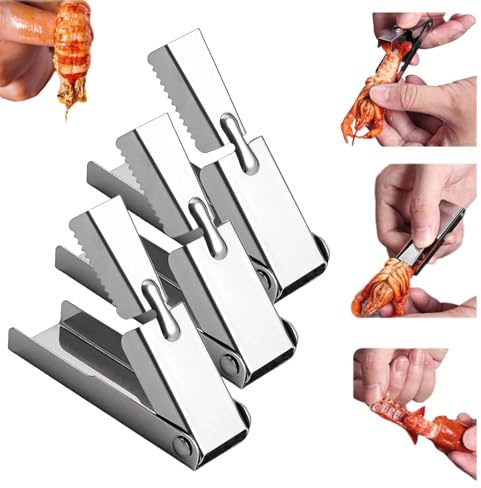 Crawfish Peeler Tool, 2025 New Stainless Steel Crawfish Sheller Tool for Peeling Shrimp Tails Crayfish Shelling Device Shrimp Peeler, Crayfish Shelling Device Seafood Tool for Kitchen Restaurant (3)