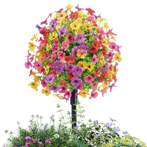 Estacas Decorativas para jardín, 24 Pulgadas, Flores al Aire Libre, Resistentes a los Rayos UV, Multicolor Anti-UV, Inserto de Suelo Violeta simulado Que no se decolora para de árbol Todas Las