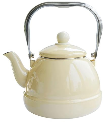 Bollitore smaltato da 1,6 l, Adatto per fornelli, Grazioso bricco per l'acqua, per caffè, tè e Latte, Giallo Chiaro