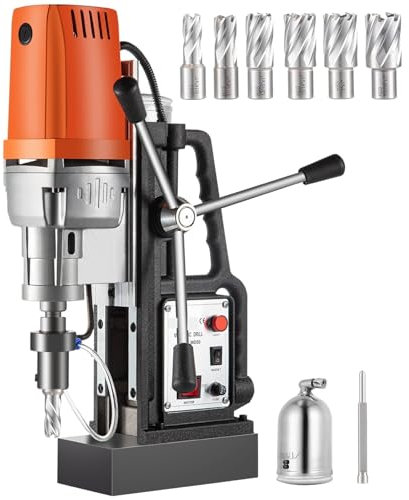 Taladro de Columna, Kit de taladro magnético MD50 de 50 mm, taladro de banco eléctrico de 1680 W, fuerza magnética de 2900 lb con brocas de corte anular HSS.