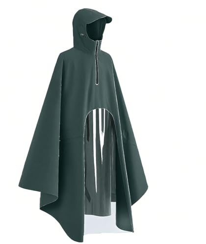 MSINMINW Poncho antipioggia per bicicletta, riutilizzabile, rotondo, elettrico, poncho antipioggia con pannello trasparente, unisex, per escursioni e viaggi, Verde, taglia unica