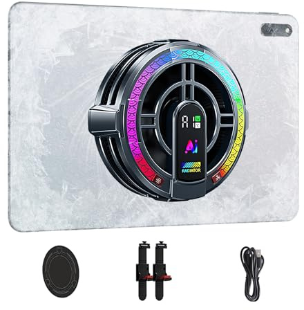 Magnetischer Tablet-Kühler für iPad mit 4 Kühlmodi | Doppelte Digitale Anzeige von Temperatur und Elektrische Leistung, Intelligenter Laptop Cooler mit Typ-C Ladekabel