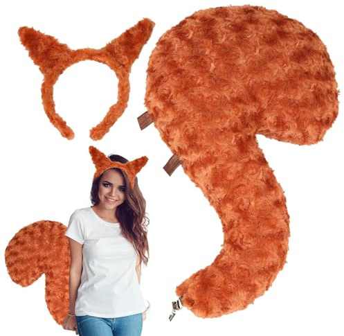 Barnens Djurkostymer - Rollspel Ekorre Svans Och Huvudband,För Vuxna Barn Realistiska Rollspel Accessoarer Till Utklädsel Halloween