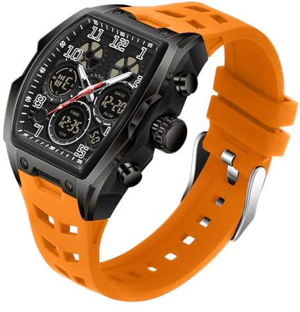 Militär Uhr Herrenarmbanduhren wasserdichte Digitaluhr Herren Outdoor Uhr Herren mit LED-Leuchtdisplay Analogen Zeigern und Digitalen Zahlen