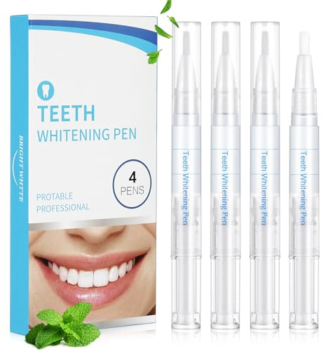 BUTBU 4 Piezas Lápiz Blanqueador Dental, Blanqueador Dental Profesional, Lápices de Gel Blanquead-or Dent-al, para Elimina Manchas de Forma Rápida, Rápida Blanquear los Dientes en Casa (Transparente)