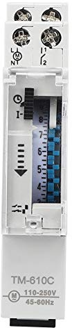 Ejoyous Timer DIN-Rail, Temporale Analogica TM610C 220V 1P con Timer Meccanico per Lampioni di Strada