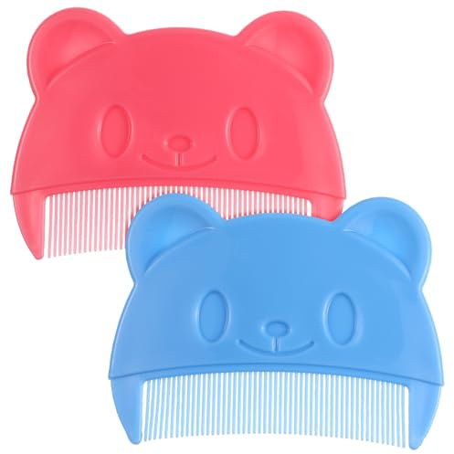 GOOHOCHY Baby Fine Tooth Comb Cradle Cap Removal Comb for Newborns and Toddlers 2pcs Plastic Bear-Shaped with Comfortable Scalp Massage and Easy to Hold Design
