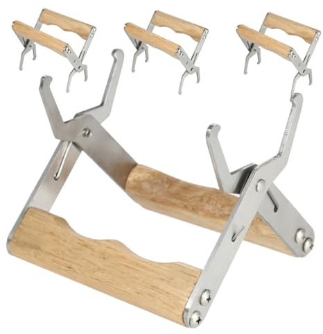 TOYANDONA 4 Stück Teiliges Imkerrahmen-zangen Edelstahl mit Ergonomischem Holzgriff Präziser Rahmenheber für Bienenschonendes Handling Kompatibel mit Verschiedenen Bienenstocktypen für Imker