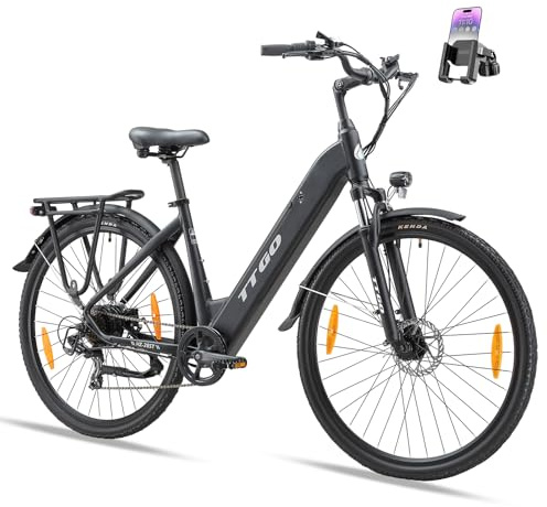 ttgo 28 E Bike, Elektrofahrrad Herren Damen mit 250W Motor 36V 20Ah Akku,100-110km Reichweite, Scheibenbremsen 7 Gang Getriebe LCD Display, HZ-28ST (Schwarz)