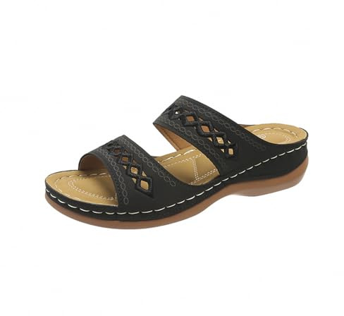 YIzdegg damsandaler smärtlindringssandaler – ergonomiska sandaletter andas tofflor bekväma sandaler ergonomiska sandaler sommarskor för fritid och hem, svart, 38