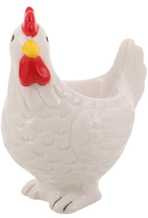 FONDOTIN Coquetier en Céramique Blanc de Poussin 11 X 9 X 6,5 Cm – Support à Œufs la Coque et Œufs Durs – Porte-œufs Décoratif pour Petit-déjeuner et Table de Pâques