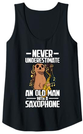 Womens Old Man with a Saxophone Player Tank Top