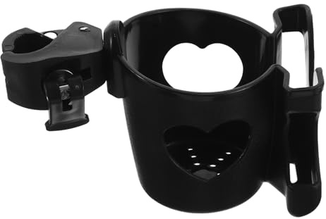 SECFOU Portavasos para Bicicleta y Cochecito Negro Antideslizante Soporte para Teléfono Ajustable, Accesorio Multifunción para Silla de Ruedas y Andador