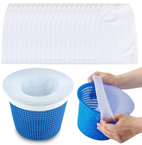 Chaussette Skimmer Piscine, Filtre Skimmer Chaussette Filtre Piscine 20pcs | Chaussette en Nylon à Mailles Fines, Filtres Réutilisables, pour Piscines, Retiennent Débris et Feuilles (Blanches)
