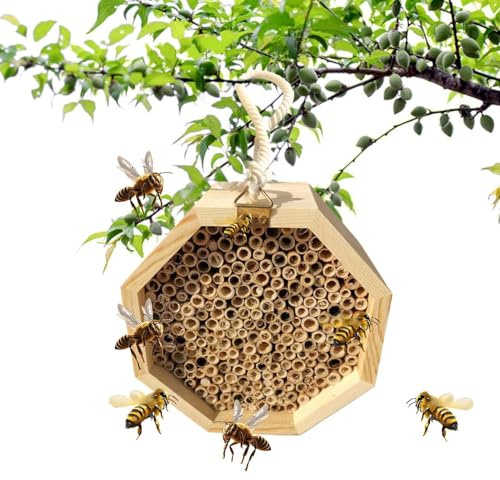 Bienenhaus Holz-Nisthilfe für Bienen, Schmetterlinge, Wespen | Bienenhabitat Wespensicheres, schmetterlingsfreundliches Design für Balkon, Terrasse, Garten, Deck und