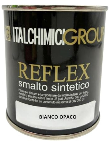 Smalto Sintetico Bianco Opaco 125 ml, Vernice per Ferro e Legno - Esterno e Interno, Alta Resistenza agli Agenti Atmosferici, Finitura Brillante, Smalto Protettivo per Cancelli, Ringhiere e Infissi